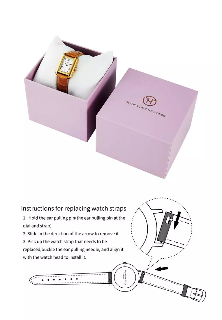 Retro 女士金色长方形手表22*29mm 簡約经典 真皮表帶 黑色指針 生活防水-金色 棕色