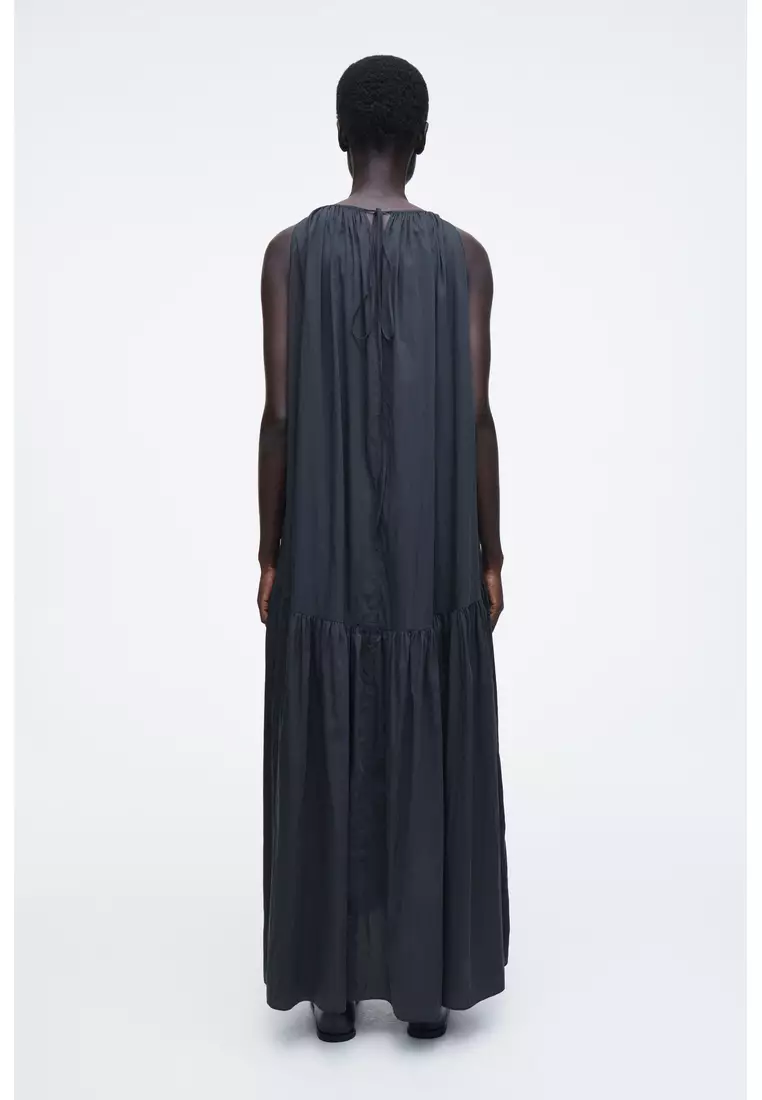 GATHERED HALTERNECK MAXI DRESS
