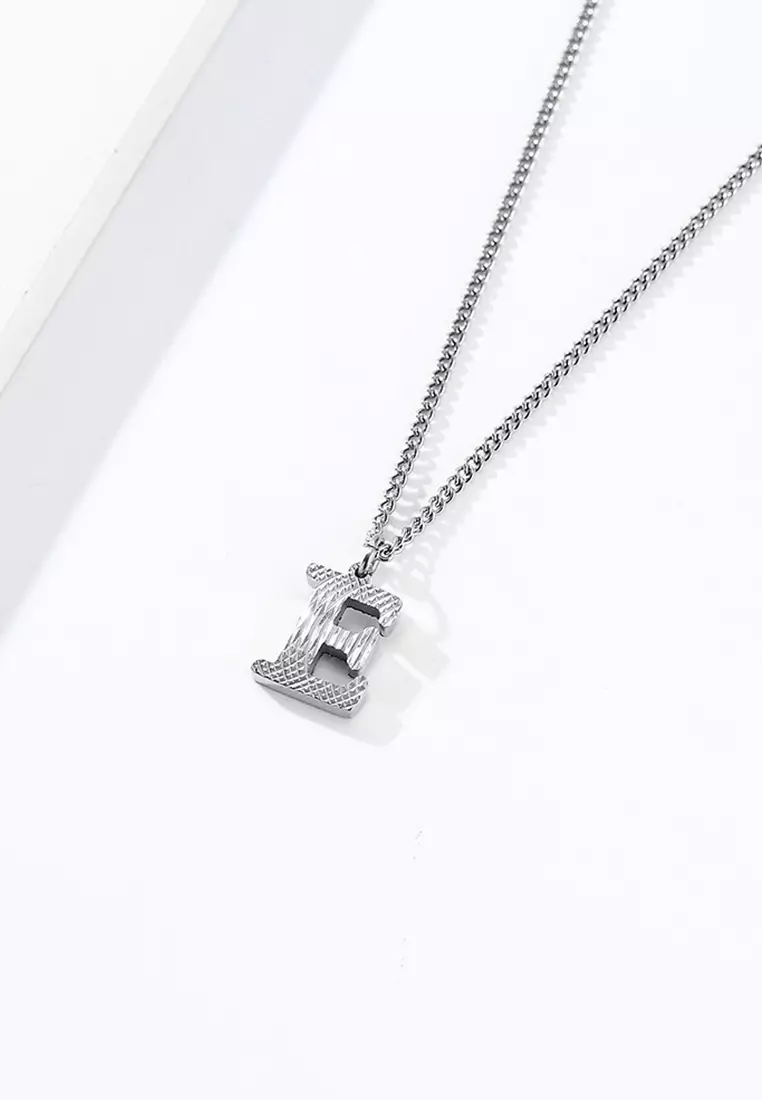 Unisex Design Titanium Steel Alphabet Pendant Necklace JW QF-DZ474