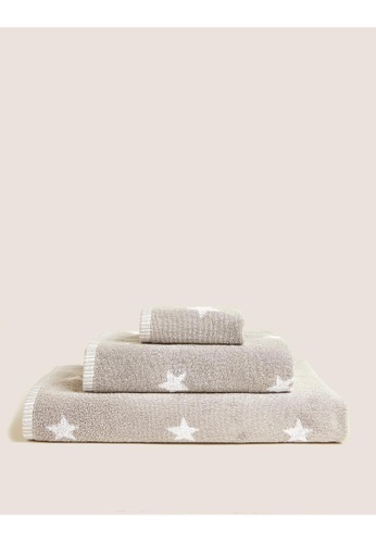 MARKS & SPENCER grey M&S Pure Cotton Stars Bath Towel E156AHLFBDE4D2GS_1
