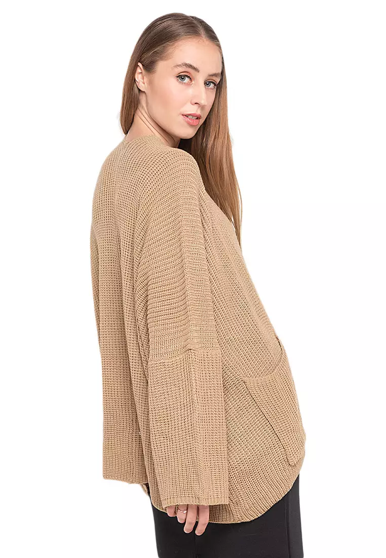 Yoluta Kardigan Oversize Atasan Wanita Long Sleeves Premium Quality - Mocca