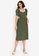 ZALORA BASICS green Ruffle Sleeve Midi Dress with Sash 12527AADB0D152GS_4