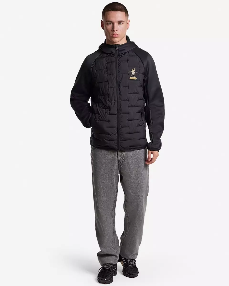 Liverpool FC  Mens Champions Hybrid Jacket Blackblack - Official LFC Jaket Original Pria
