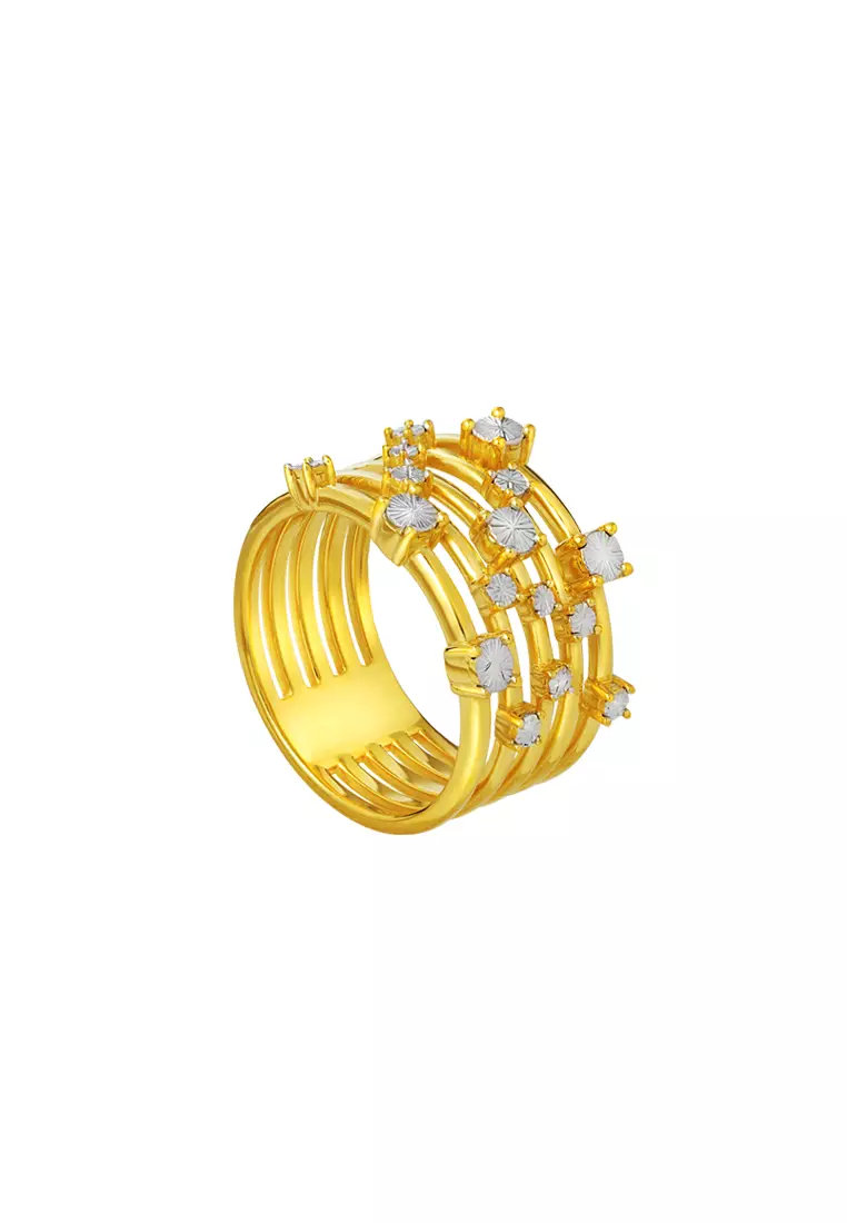 TOMEI Diamond Cut Collection Quintuple Ring, Yellow Gold 916
