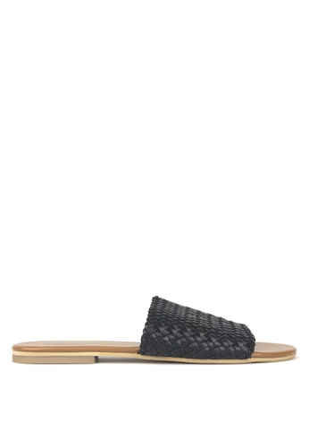Betts black Vista Woven Leather Slides 4F452SHE199A9CGS_1