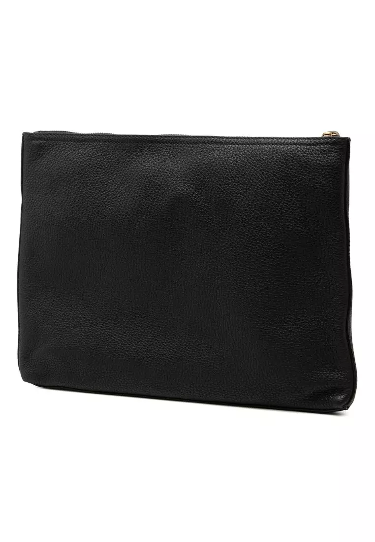 Pre-Loved Gucci Medium Calfskin Logo Portfolio Clutch