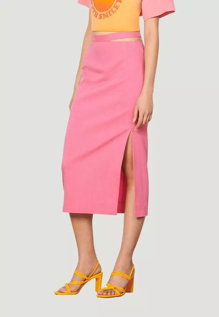 Buy Sandro Midi Pencil Skirt With An Openwork Belt 2024 Online