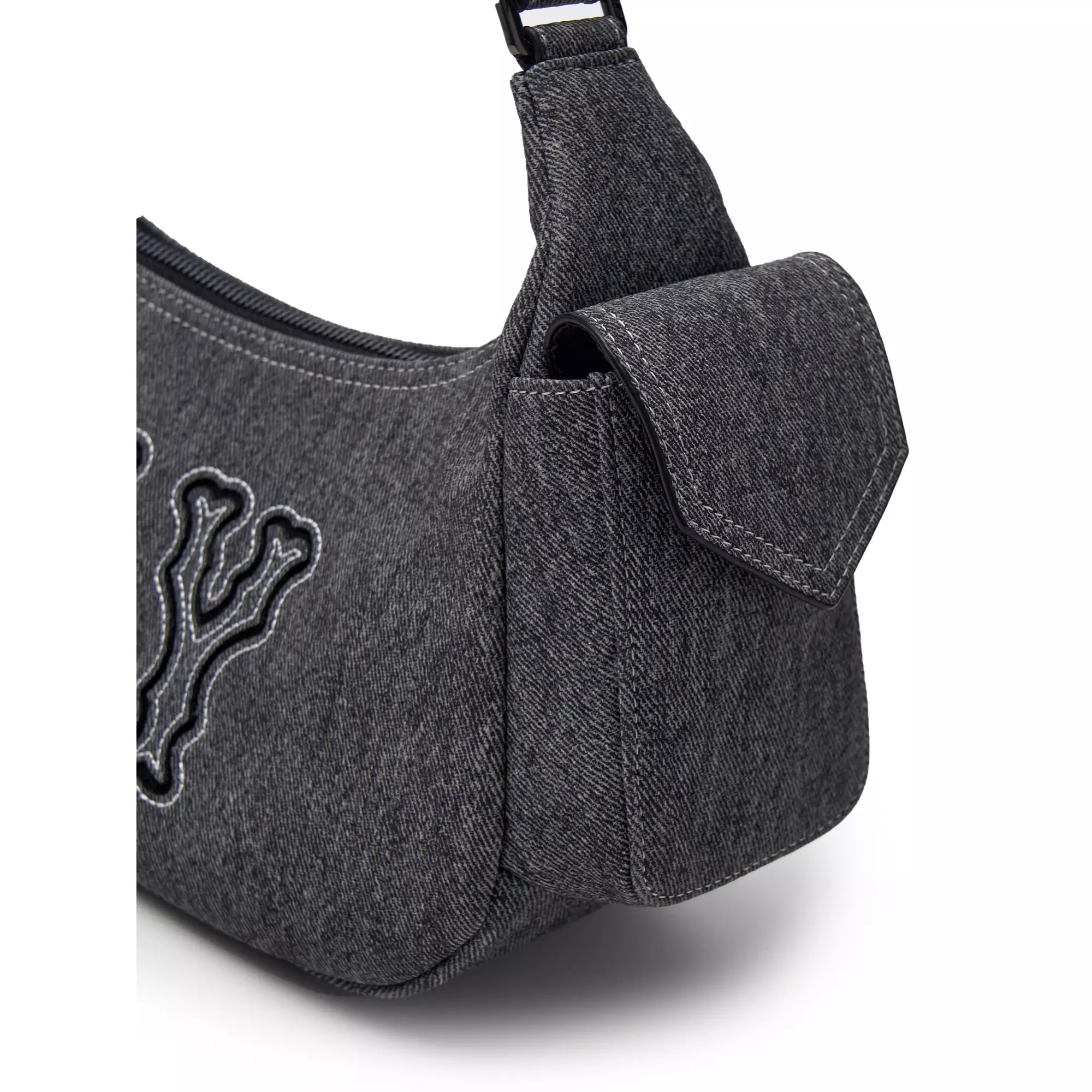 BASIC MEGA LOGO POCKET DENIM HOBO BAG NEW YORK YANKEES