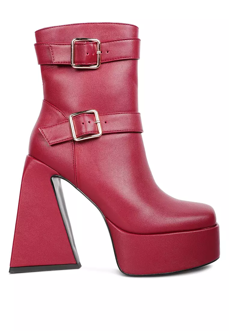 Red discount platform boots