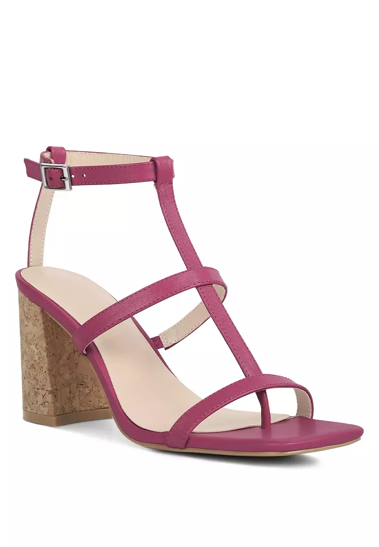 Fuschia block heel store sandal