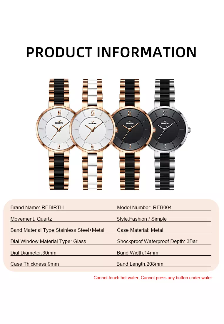 Jam Tangan Wanita Anti Air Original Korea Elegan Kuarsa Tali Keramik Jam Tangan Cewek blackwhite