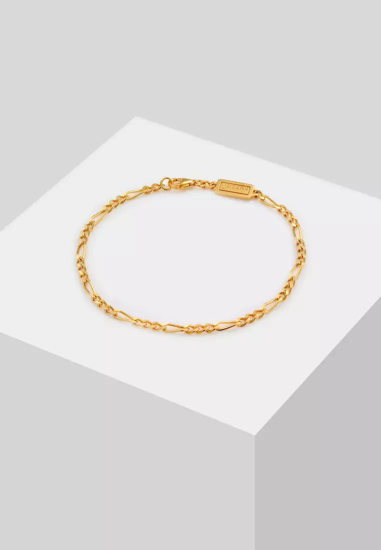 EXCLUSIVE Gelang Perhiasan Perak 925 Pria Figaro Massif Gold Plated