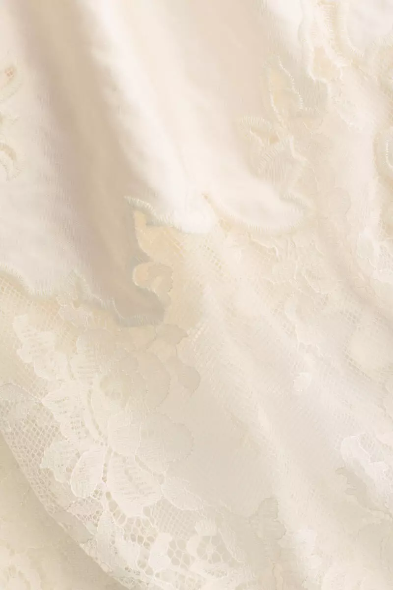 Lace-trimmed satin skirt