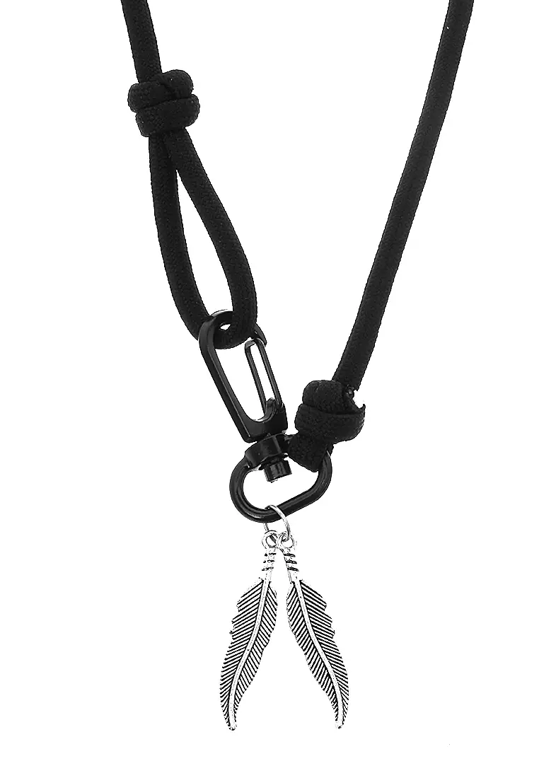 Omrish Bracelet Gelang Men's Motif Leaf One Set Material Paracord ORIGINAL - Black