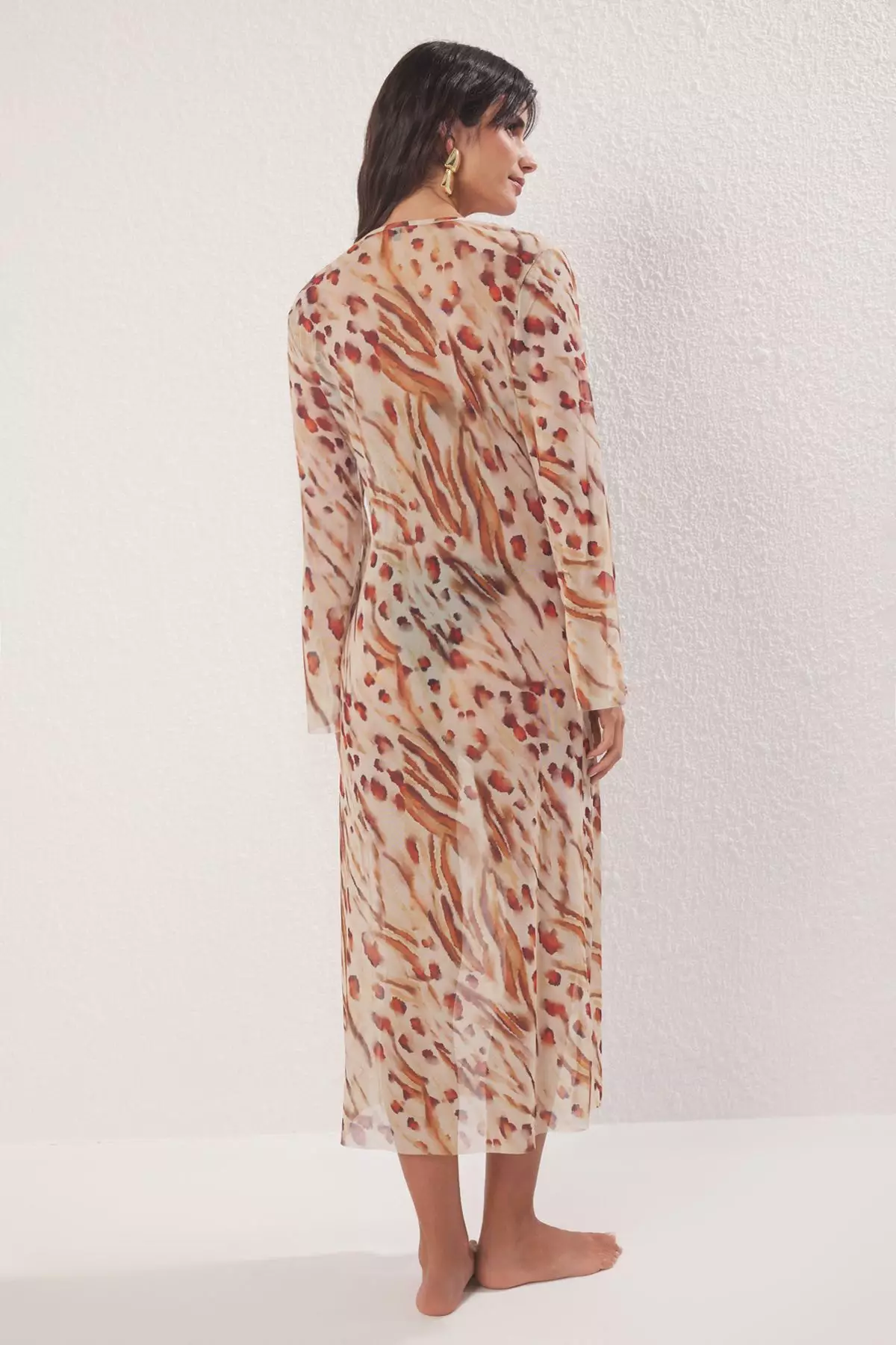 Leopard Print Maxi Woven Beach Dress TBESS25EL00116