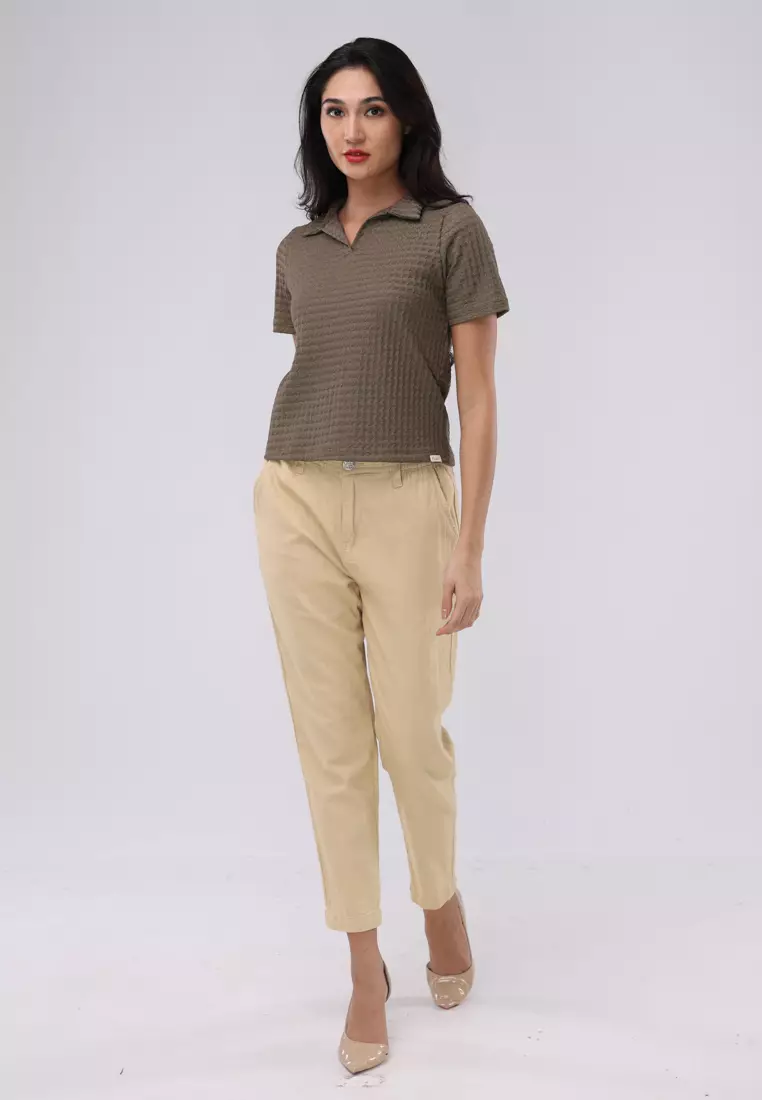 Textured Knits Short Sleeve Blouse