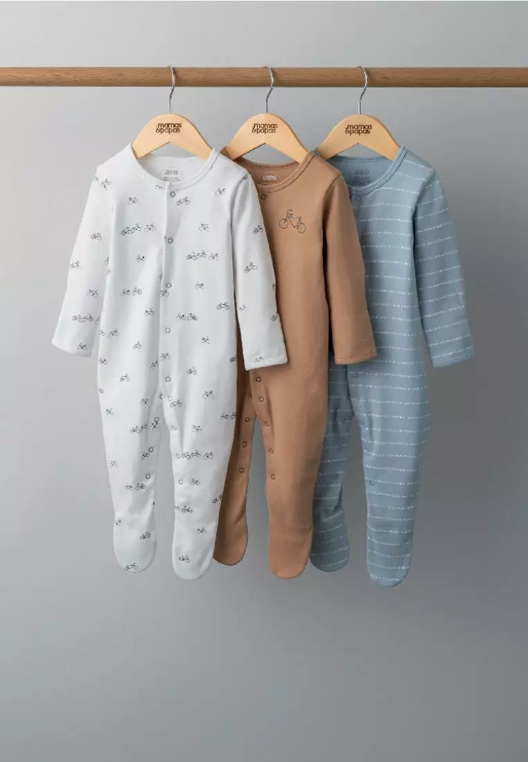 Buy Mamas and Papas Bike Ride Sleepsuits 3 Pack 2024 Online | ZALORA ...