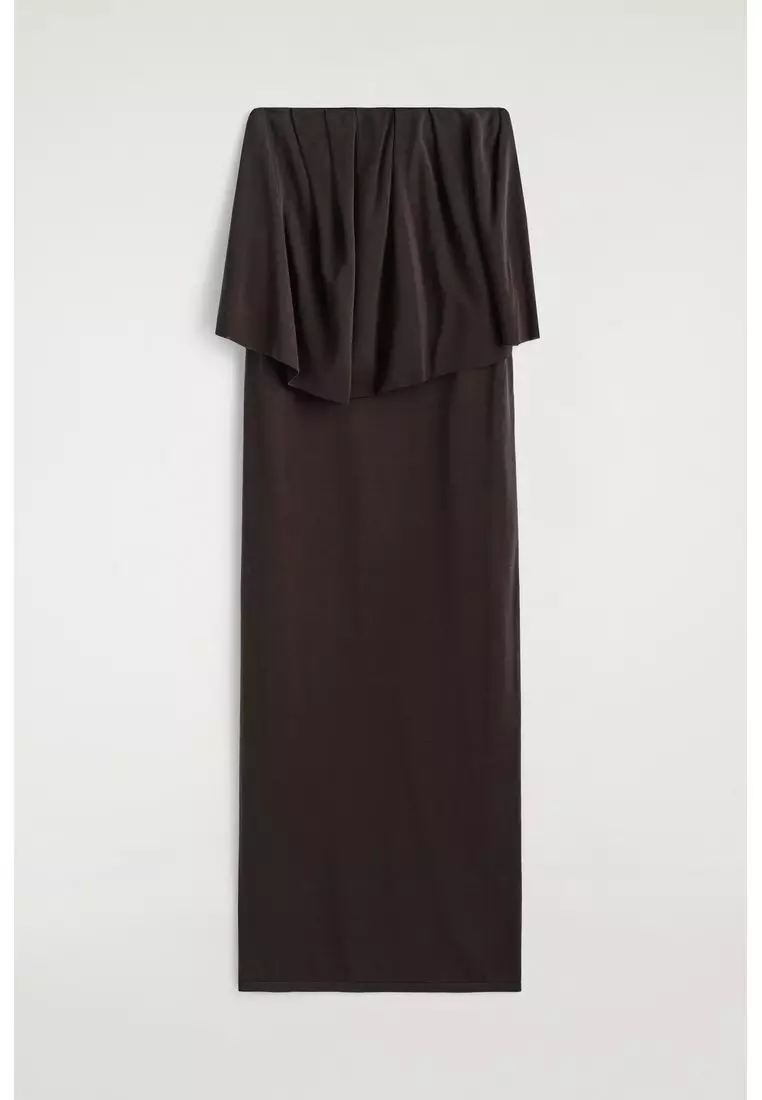 LAYERED SHEER-KNIT BANDEAU MAXI DRESS