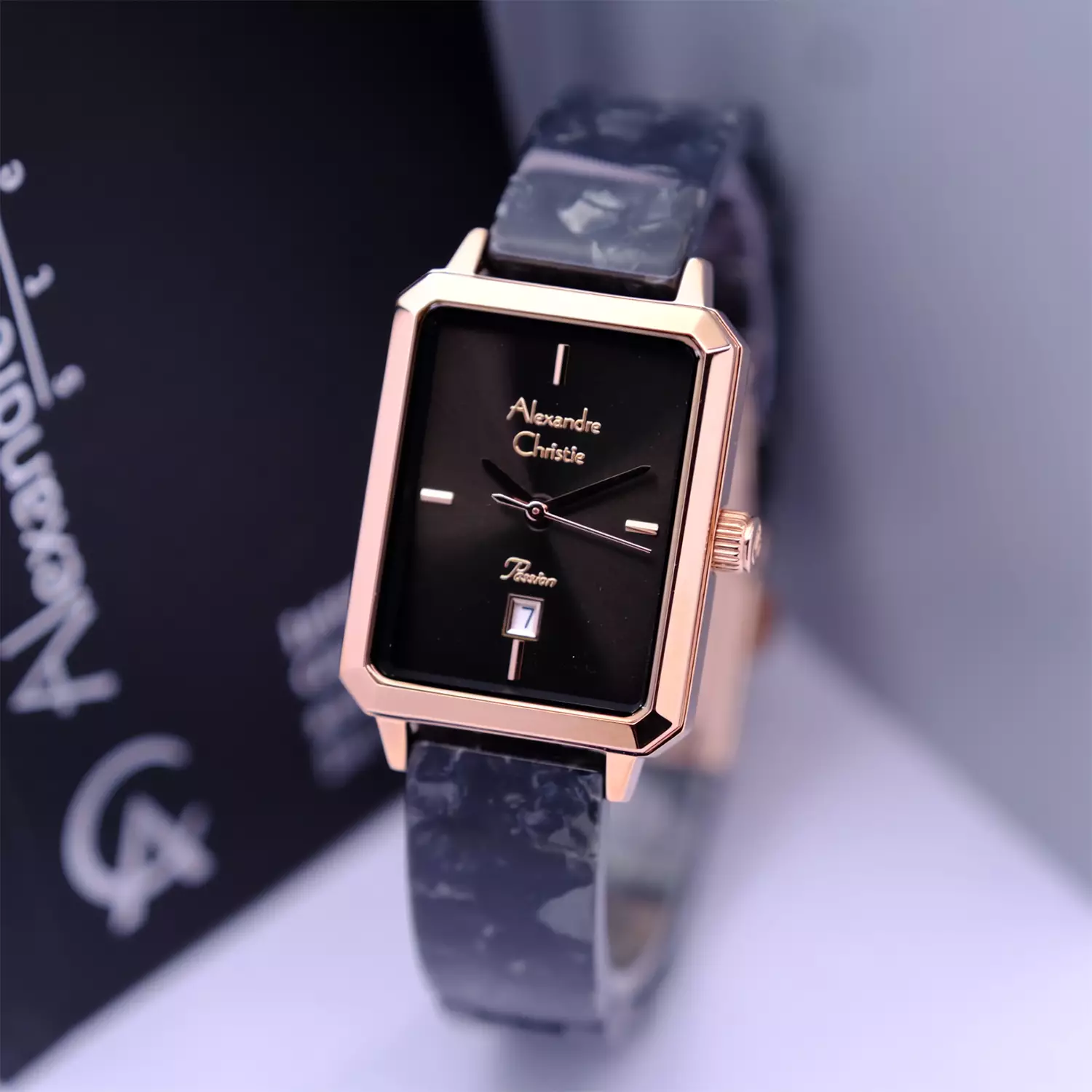 Jam Tangan Analog Wanita - Passion Series - Rosegold Stainless Steel Case - Black Acetate Strap - 2B75 LDBRGBA