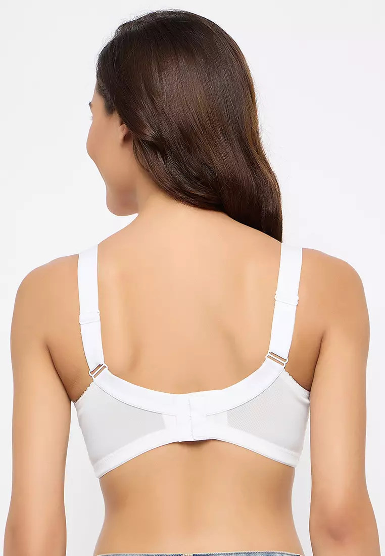 Clovia Non-Padded Non-Wired Full-Figure Minimizer Bra in White-Lace
