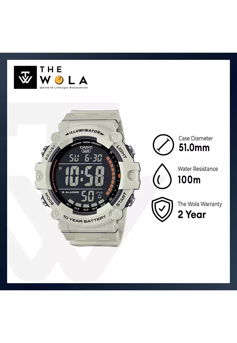 AE-1500WH-8B2V Sport Men's Digital Watch with Light Grey Resin Band