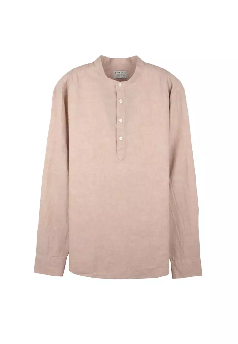 Buy GIORDANO Men's Linen Long Sleeve Shirt 01042218 Online | ZALORA ...