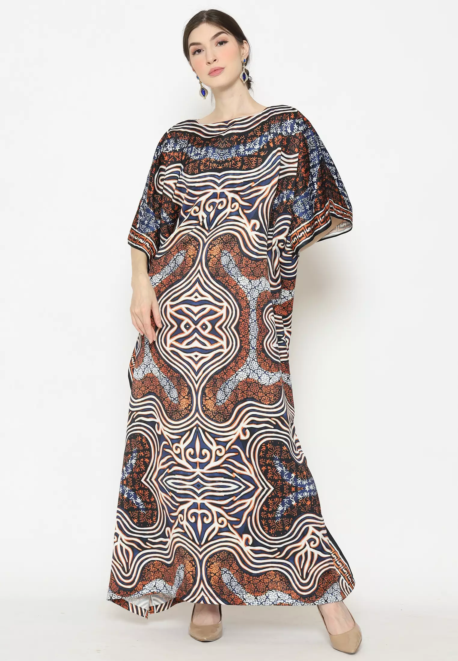 Kanzi Exclusive Short Sleeve Batik Kaftan Bronze