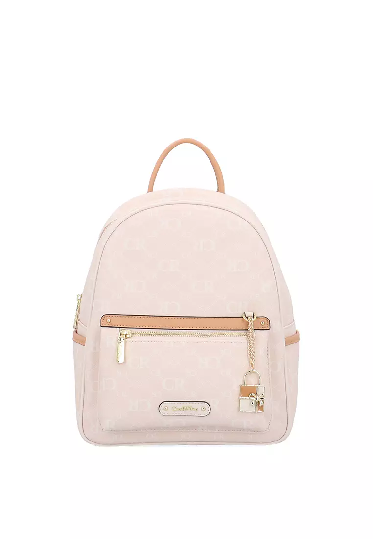 Buy Carlo Rino CR Monogram in Cream Backpack - Beige 2026 Online | ZALORA
