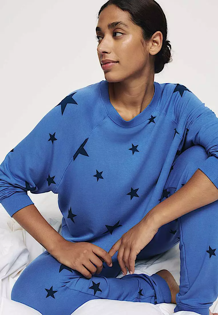 Star Print Crew Neck Long Sleeve Pyjama Top