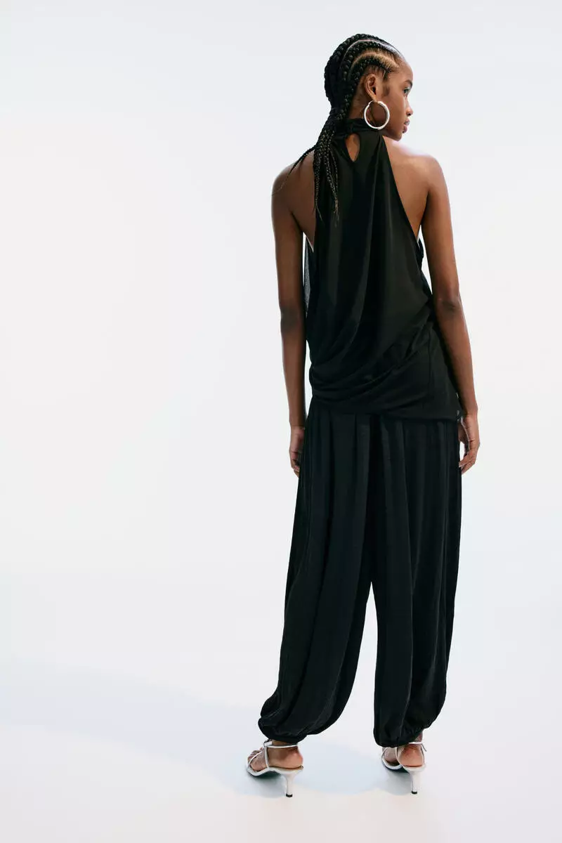 Draped-panel balloon trousers