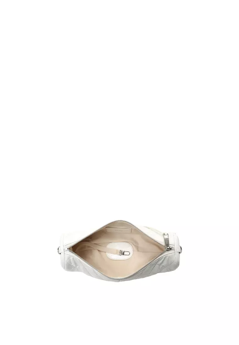 Croissant Barrel Crossbody Clutch Bag - White