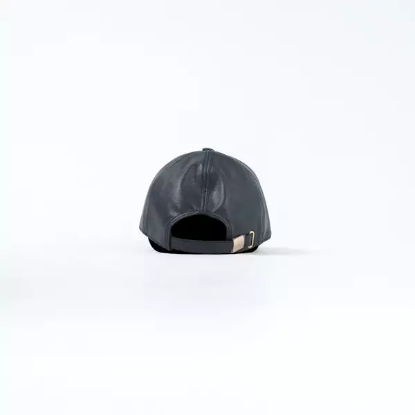 Topi BALMAIN SQUARE LOGO GOLD BLACK LEATHER CAP 100% ORIGINAL