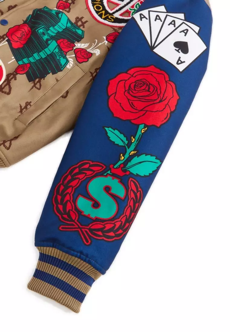 來自紐約的街頭服飾品牌 - Paper 棒球夾克 - 米色/藍色