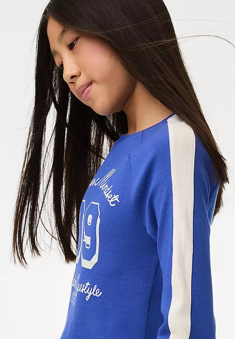 Cotton Rich Graphic Ribbed Top