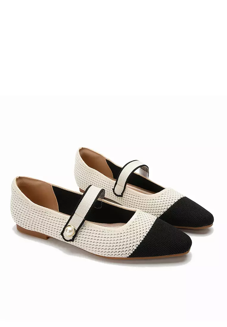 Pearl Strap Flyknit Mary Jane Shoes QC333