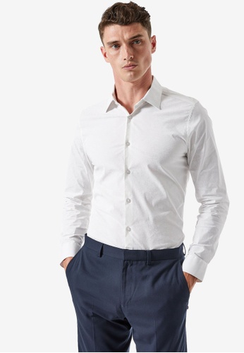 Burton Menswear London Mens White Skinny Fit Easy Iron Shirt Formal