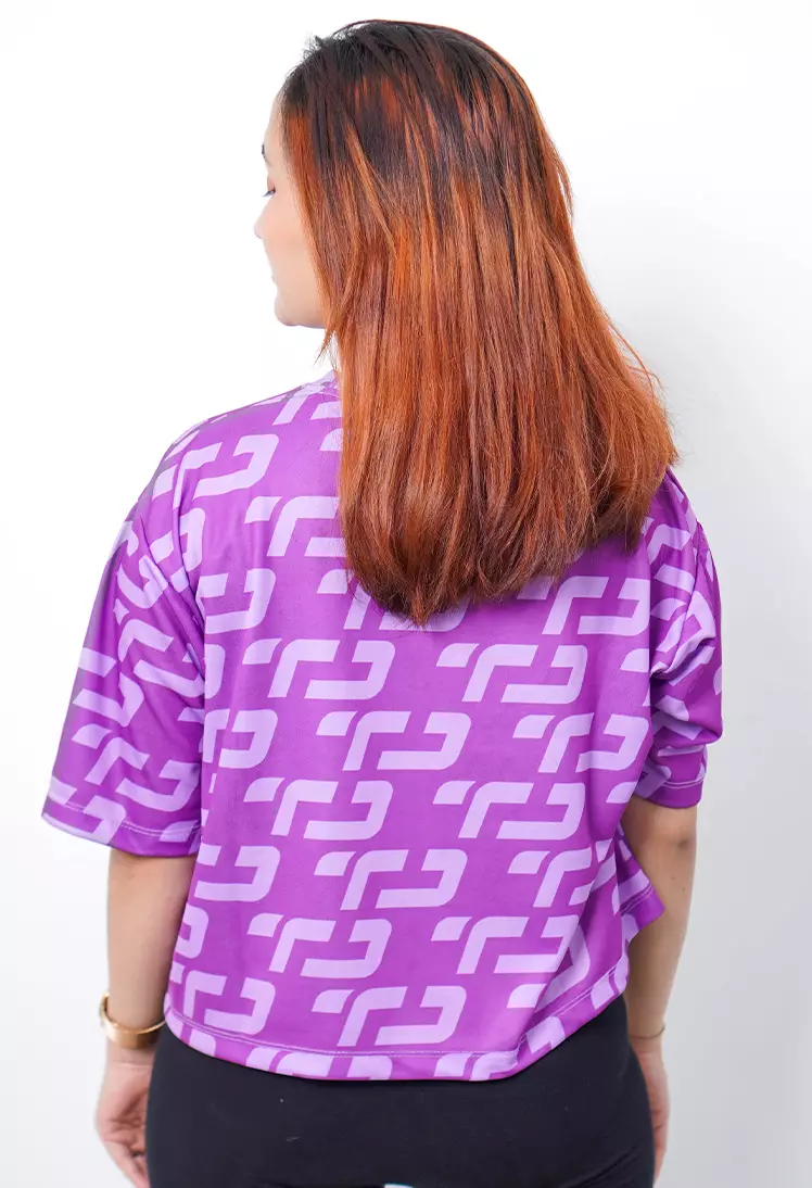 LSB31 baju olahraga wanita crop top oversize big size gym aerobic zumba poundfit senam ungu purple