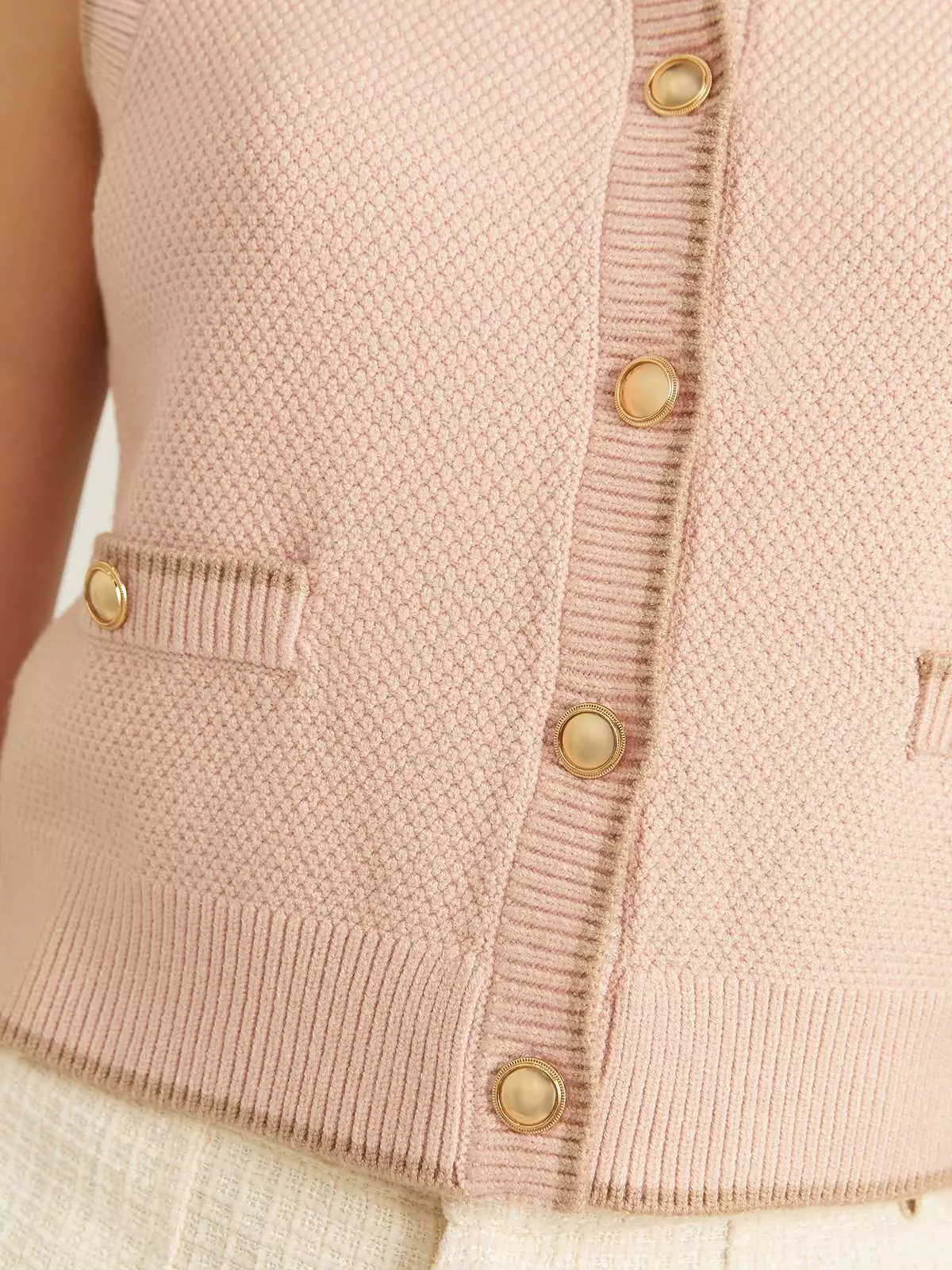 Knit Sleeveless Vest - Pink