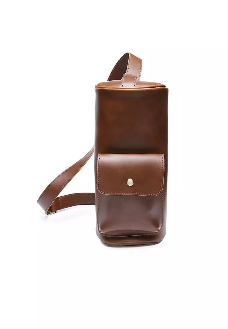 Brown Men's Diagonal Shoulder Bag PVC Shoulder Bag Men's Crossbody