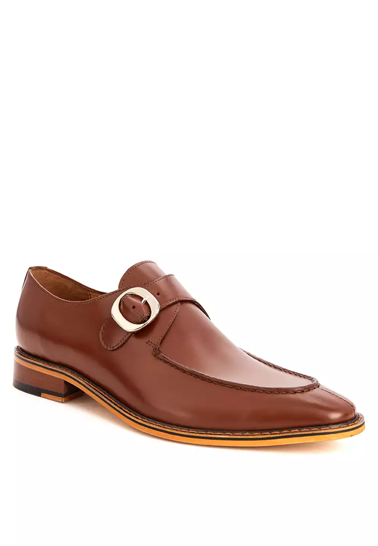 Discount on Bristol Shoes  shoes - SKU: Fiyero Brown Single Monk Strap Shoes