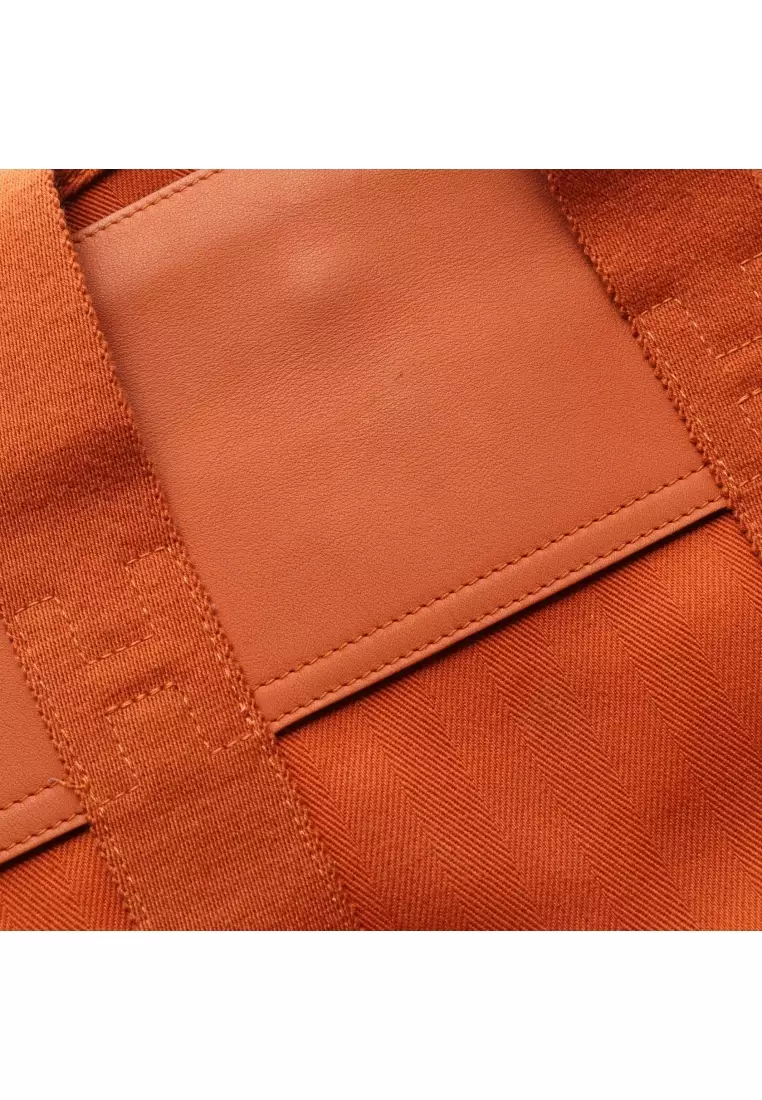 Pre-Loved Hermès Valparaiso MM Potiron Handbag toile chevron leather orange silver hardware