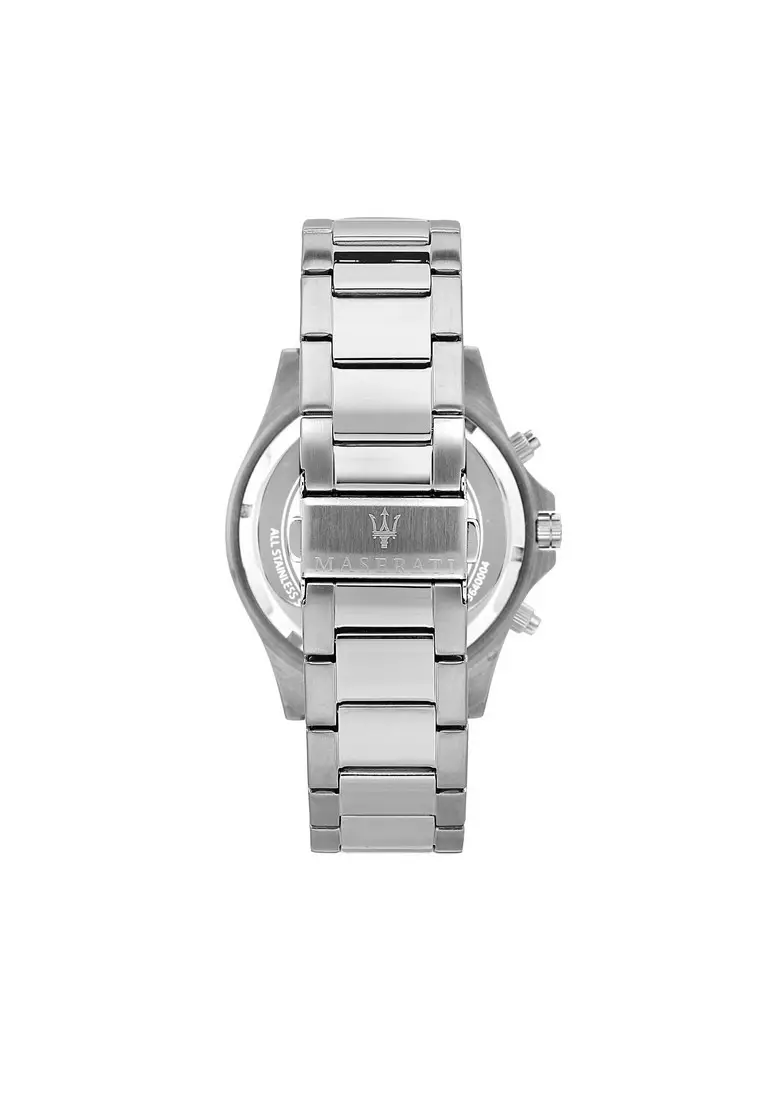 【2 Years Warranty】Maserati Sfida 44mm Black Dial Men's Stainless Steel Chronograph Quartz Watch R8873640015 With Luminous Dial Hands