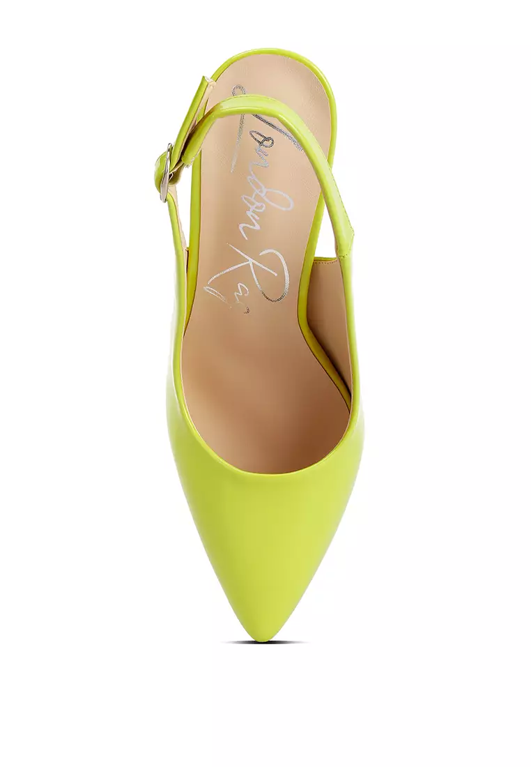 Lime Green Slingback High Block Sandals