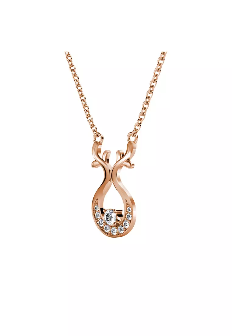 Her Jewellery Cresent Antlers Pendant (Rose Gold) - Luxury Crystal Embellishments plated with 18K Gold