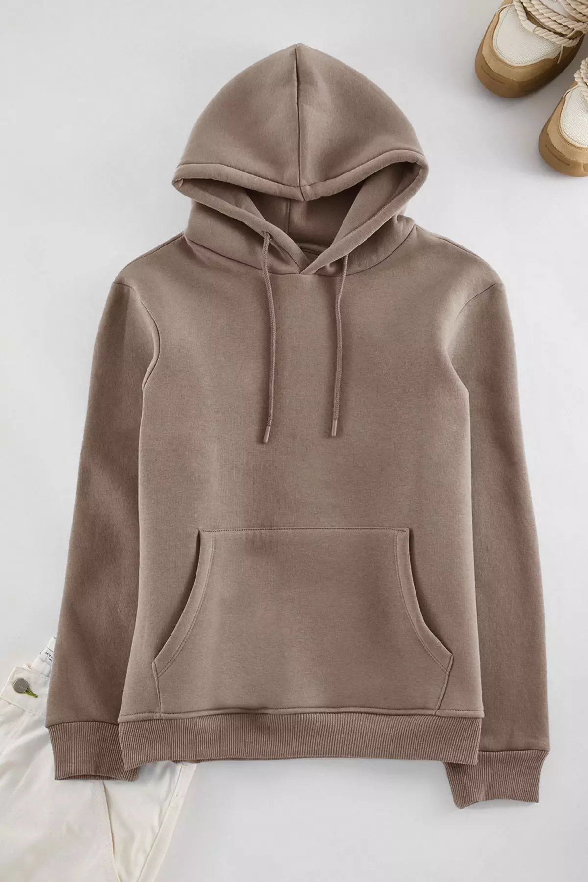 Fleece Hooded Mink Sweatshirt - Kangaroo Pocket, Regular Cut Tmnaw20Sw0163