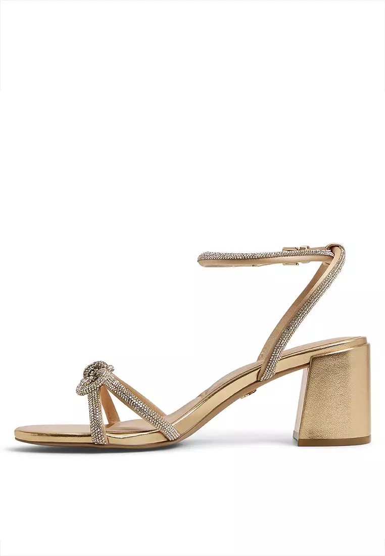 Bouclette Ankle Strap Block Heels