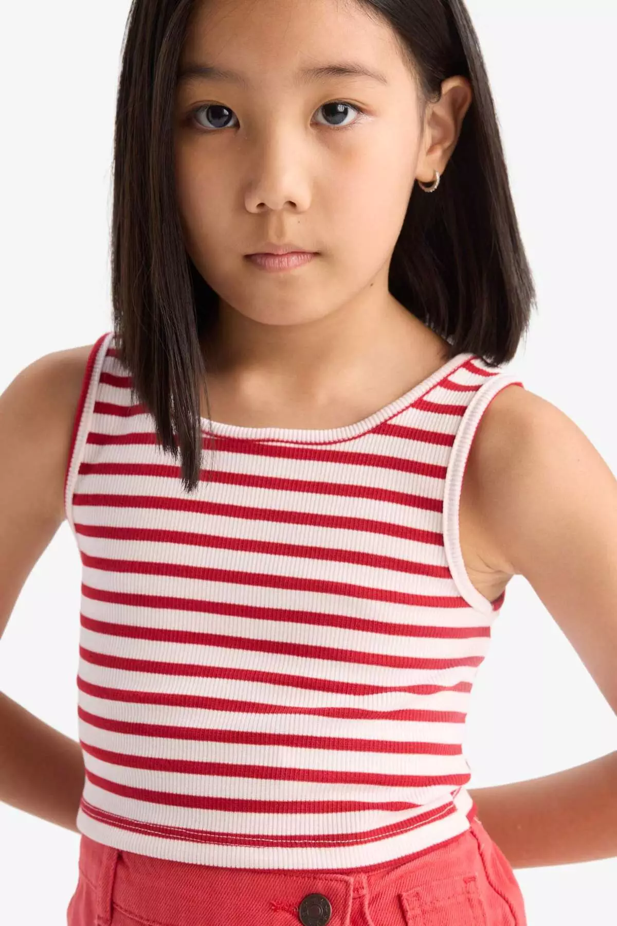 Girl's Crew Neck Striped Undershirt Z7814A625Hs
