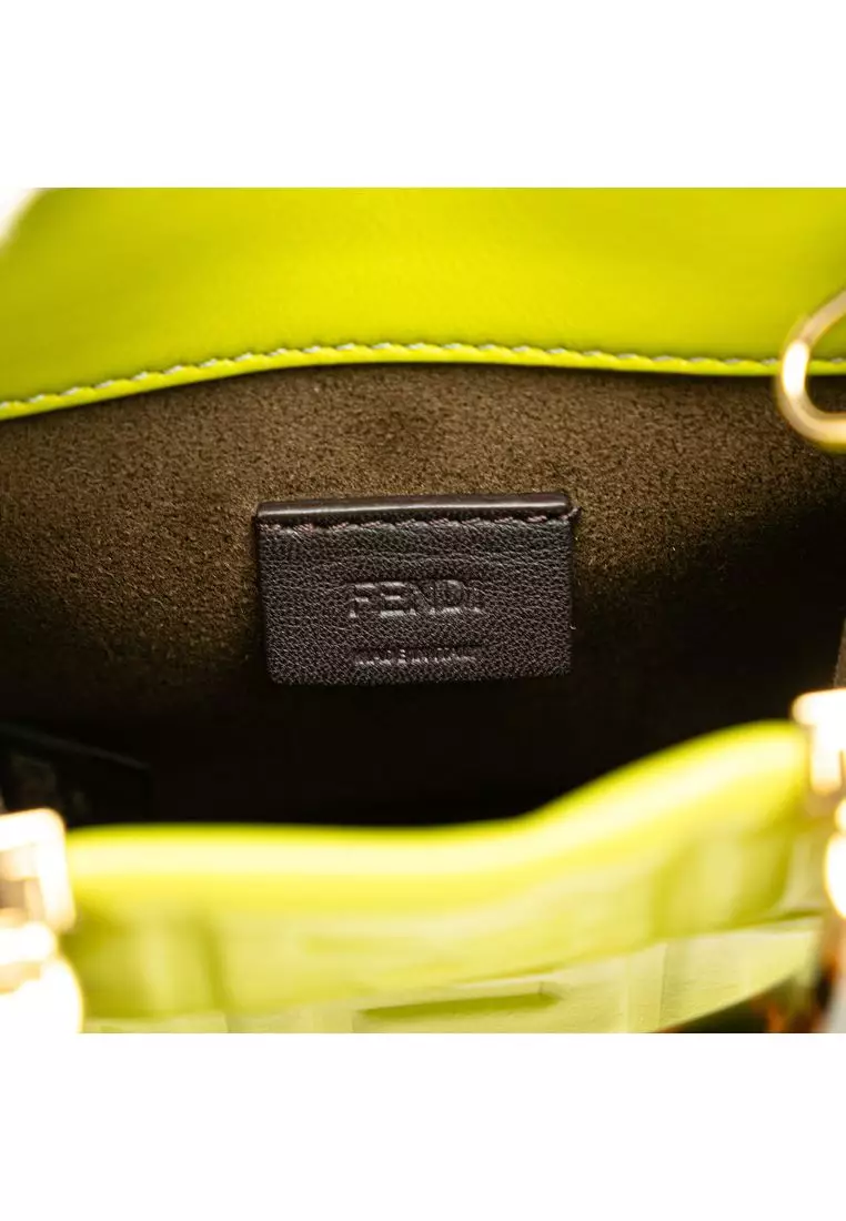 Pre-Loved Fendi Mini Zucca Embossed Leather Sunshine Shopper Tote