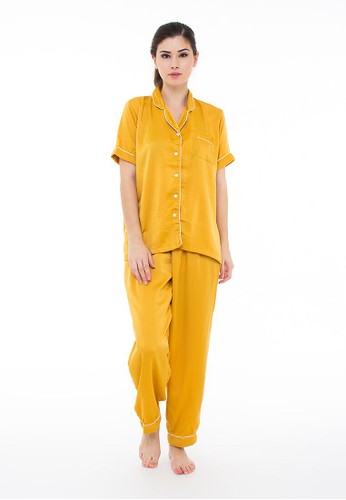 Madeleine's Yellow Silk Long pajamas