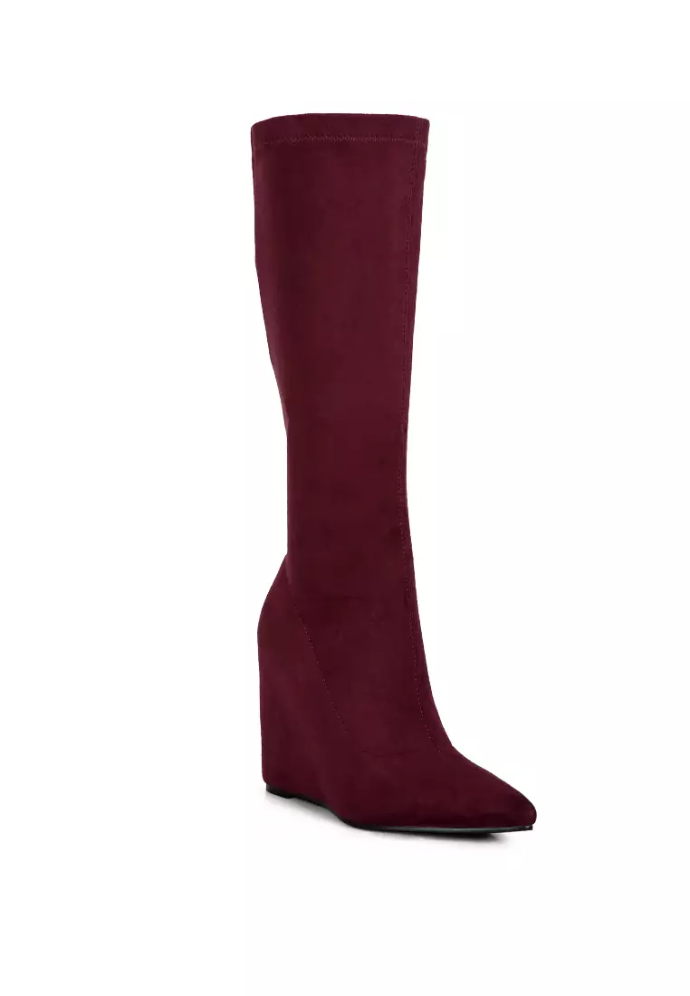 London Rag Burgundy Calf Pointed flat Boots 2024 Buy London Rag